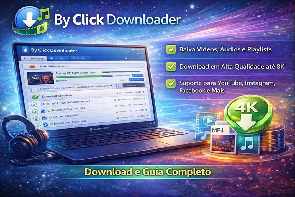 By Click Downloader software para baixar vídeos áudios e playlists em alta qualidade no Windows