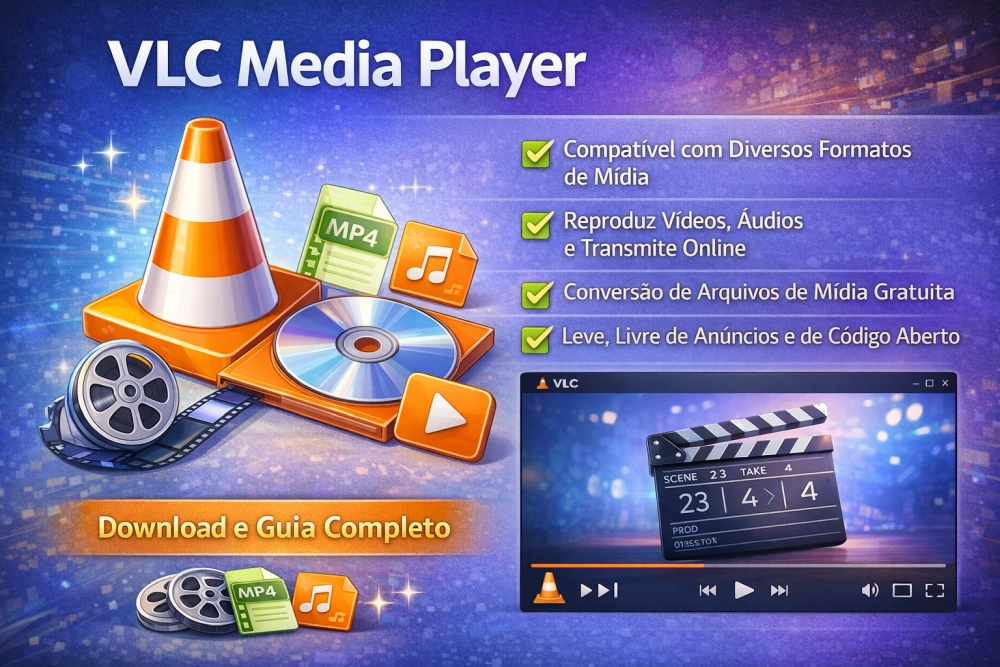 VLC Media Player reprodutor multimídia para vídeos e áudios com suporte a diversos formatos